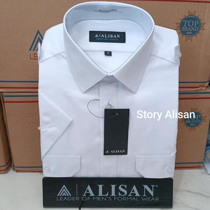 Alisan Oxford Putih Pangkat Pilot Reguler Lengan Panjang / Pendek