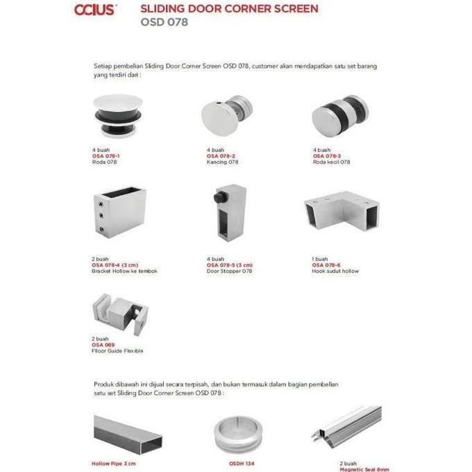 Sliding Corner Screen Accessory Set Pintu Sliding Shower Kamar Mandi