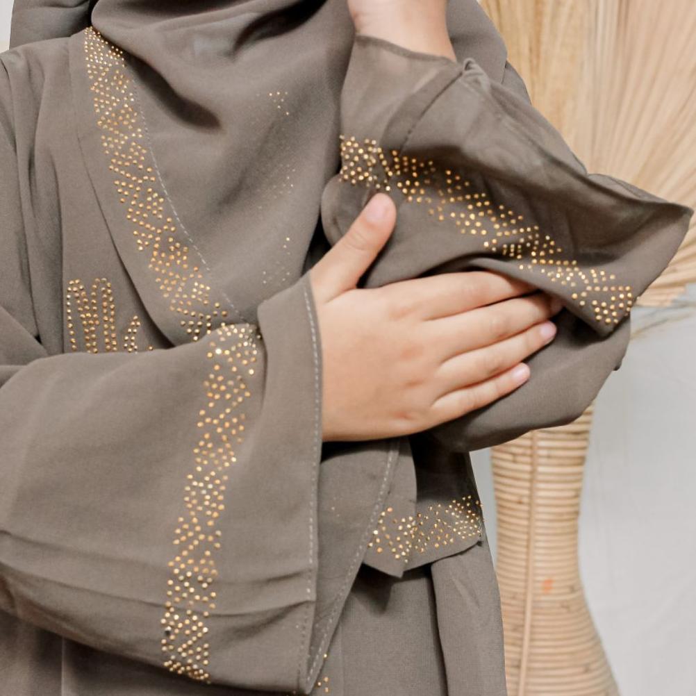 Exclusive Littlemalika X Majidah Abaya Dubai Anak Full Size Bahan Ceruty Set Hijab Dan Cadar Gamis S
