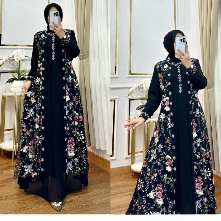 READY STOCK GAMIS PESTA MEWAH ELEGAN MISELA DRSES BO SIZE M L XL XXL XXXL LD 100-130 CM PB 140 CM BA
