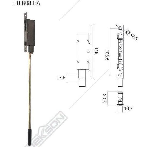 Flush Bolt Dekkson FB 808 Grendel Slot Pintu Ekspanda Kawat Nyamuk