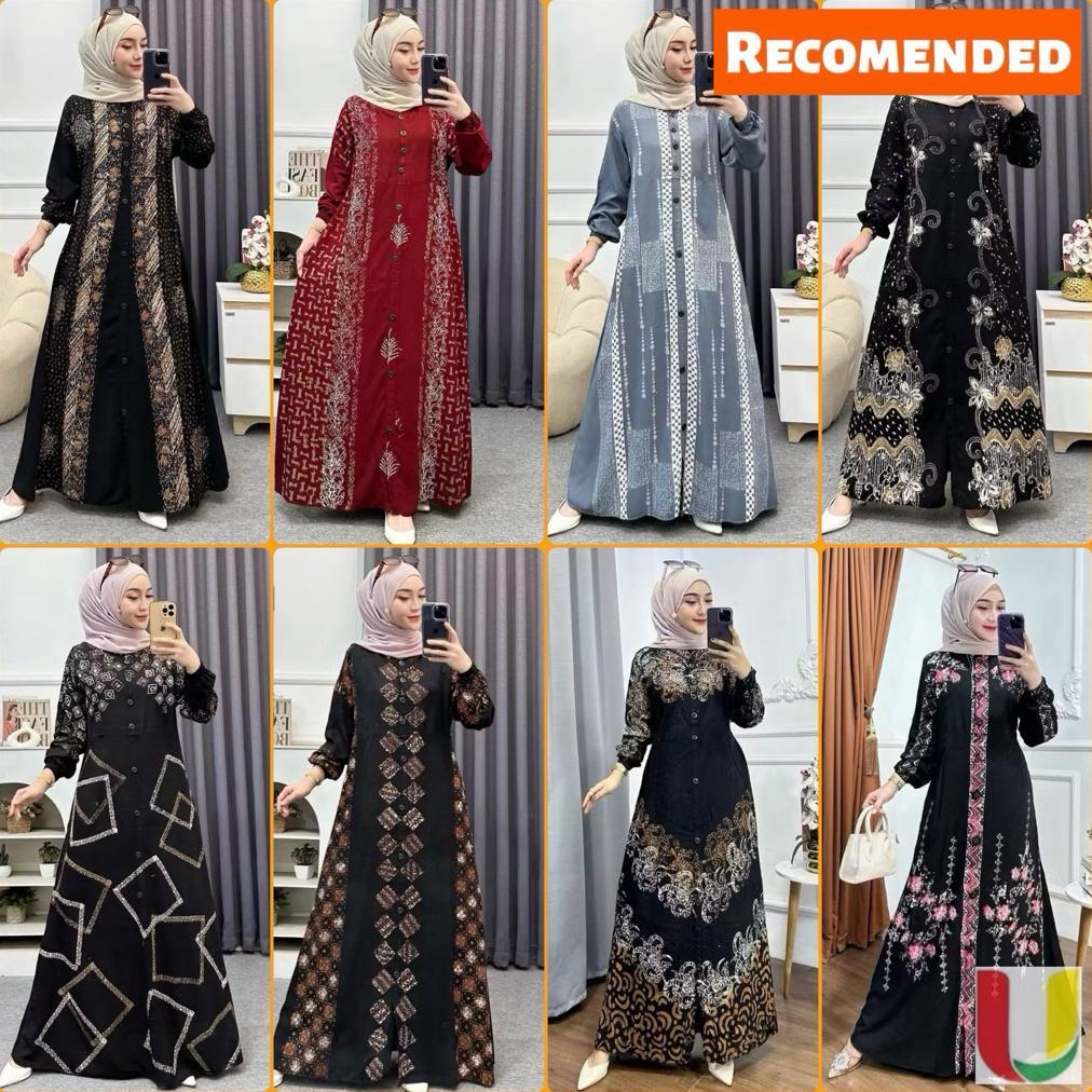 Diskon Batik Usman - Gamis Twill Rayon Premium Model Kancing Terbaru Jumbo Syari Kekinian Batik Cap
