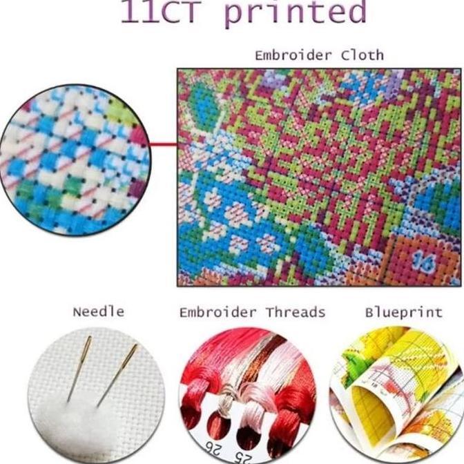 Set Lengkap Cross Stitch 11CT 14CT / Kristik paket lengkap, Kristik modern paket Lengkap Kristik uku