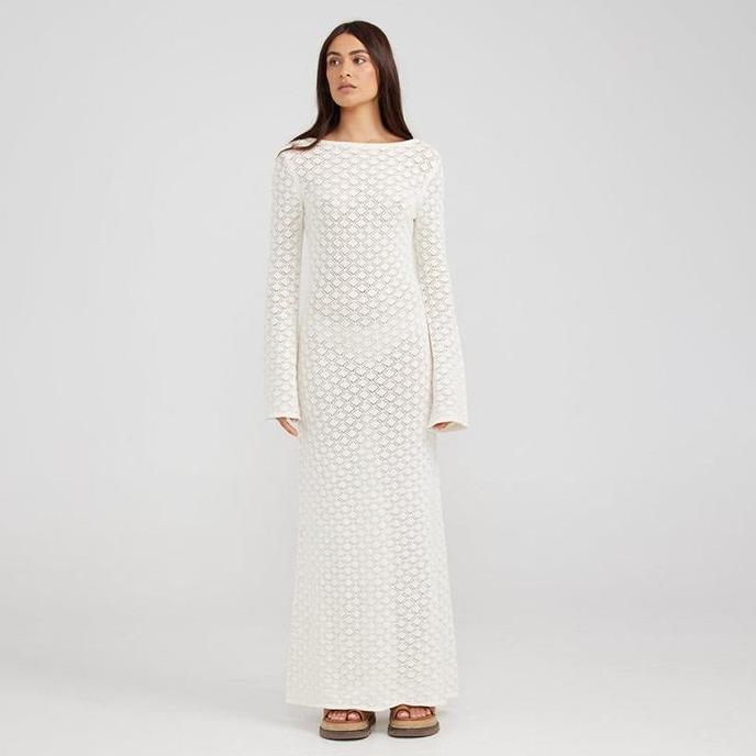 Amara Outer Dress rajut knit white putih luaran pantai cover up baju renang bikini tutupan long panj