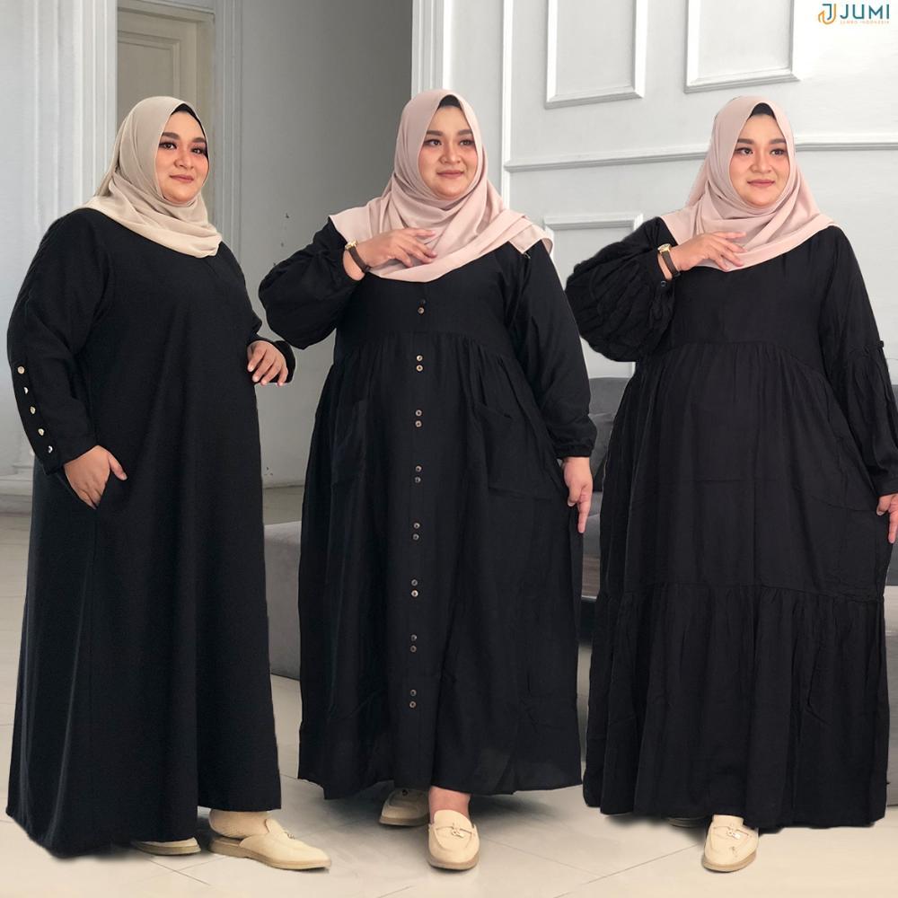 Diskon Gamis Hitam Jumbo Ld 110 120 130 140
