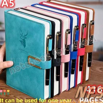 BUKU TULIS A5 Notebook Kawaii 360 Halaman Buku Harian Buku Harian Lilin Kulit Bisnis Sekolah Kuliah 