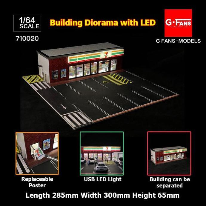 G-Fans Models 1/64 Premium Diorama Diecast 7-Eleven with LED