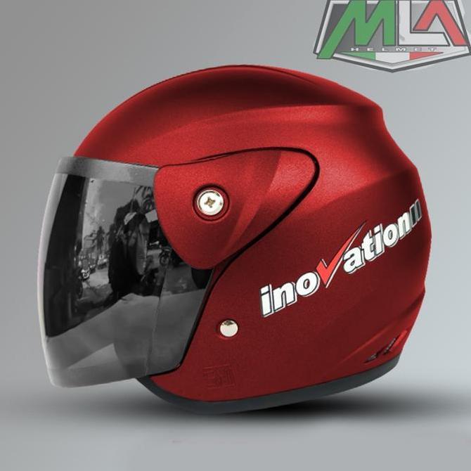 Helm Half Face Inovation KACA HITAM Murah SNI Dewasa Full Leher Mirip Dengan Helm Gm Evo Pria Wanita