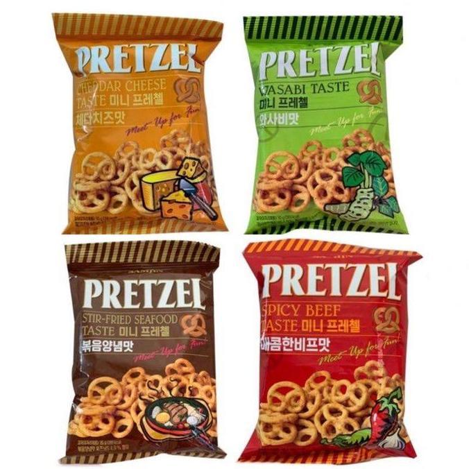 Yummy Samjin Pretzel Korea Beef Spicy, Seafood, Cheese, Wasabi, Choco