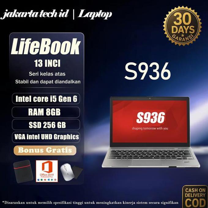 PRATAMASHOPSEMBILAN - NO.9 LAPTOP FUJITSU S936  INTEL CORE I5 GEN 6  RAM 16GB WINDOWS 10 ATAU 11 SCR