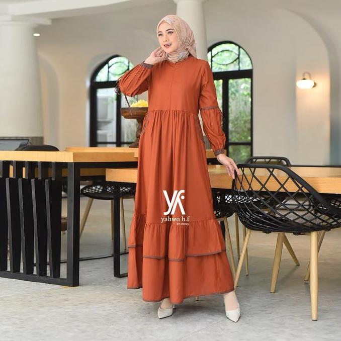 Uffa- Yahwo Hijab Fashion-Dress Nita Terbaru -Busuy-Gamis Kain Toyobo-Motif Kombinasi-Dres Maxi Leba