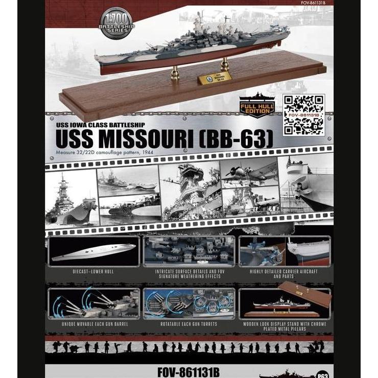 FOV-861131B - FORCES OF VALOR 1:700 IOWA CLASS BATTLESHIP, USS MISSOURI (BB-63), FULL HULL EDITION M