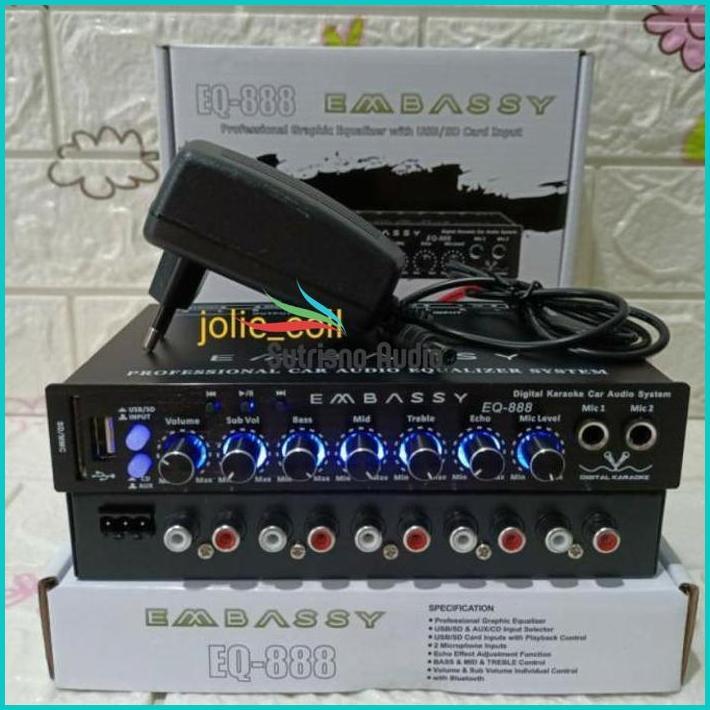 Parametrik Preamp Embassy Eq-888 Bluetooth Free Adaptor Equalizer