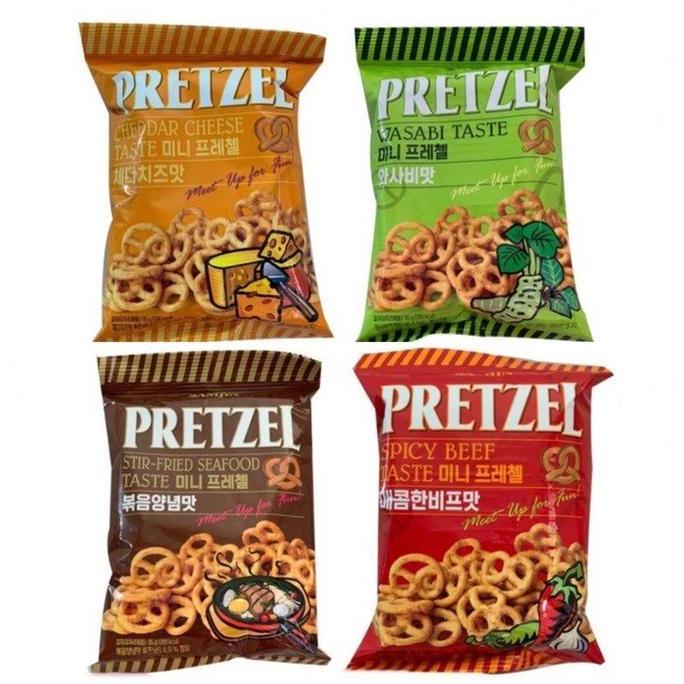 Yummy Samjin Pretzel Korea Beef Spicy, Seafood, Cheese, Wasabi, Choco