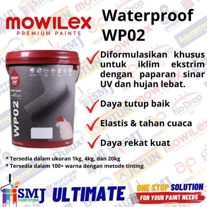 Cat Pelapis Anti Bocor MOWILEX Waterproof WP02 908 Warna TINTING Ash Grey 1kg