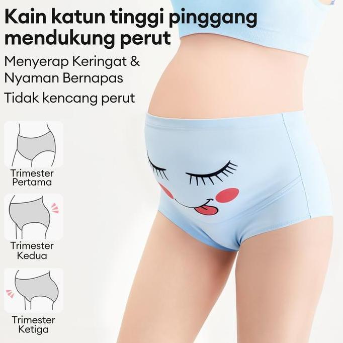 2/3/4/6pcs cd ibu  bumil celana dalam hamil kain lembut banyak size bahan katun pinggang tinggi adem