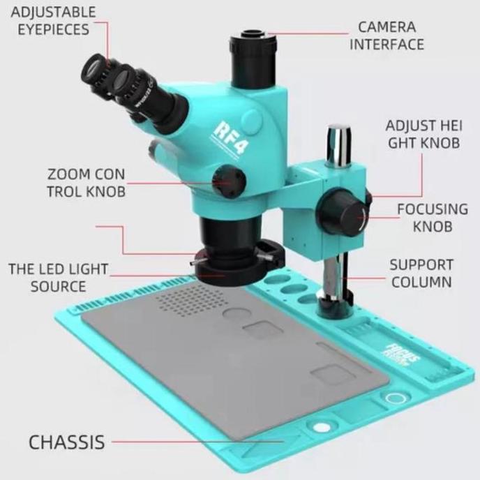 MICROSCOPE TRINOKULAR RF4 RF-6565TVD2 PLUS LAMPU ORIGINAL