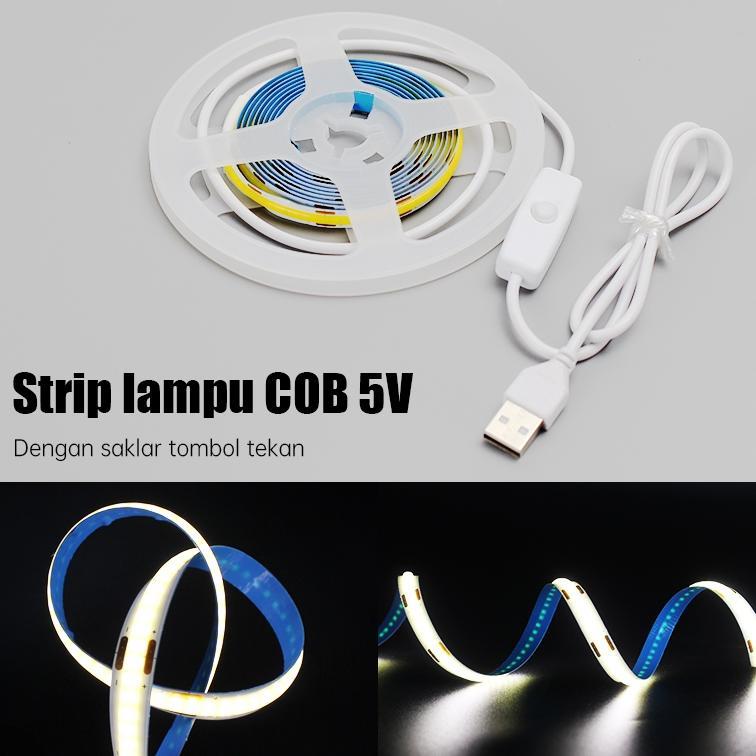 Lampu Cob Strip Usb Dc 5V Lampu Latar Tv Led Putih Hangat Pencahayaan Latar Belakang