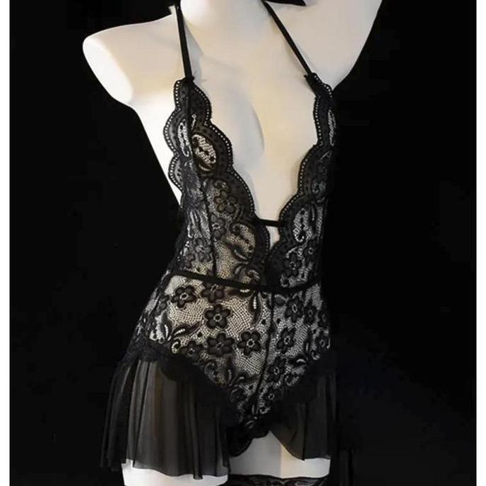 NiceKitty - Lingerie Bodysuit Baju Tidur Wanita Lingerie Baju Dinas Satin Halus Lingerie Premium L43