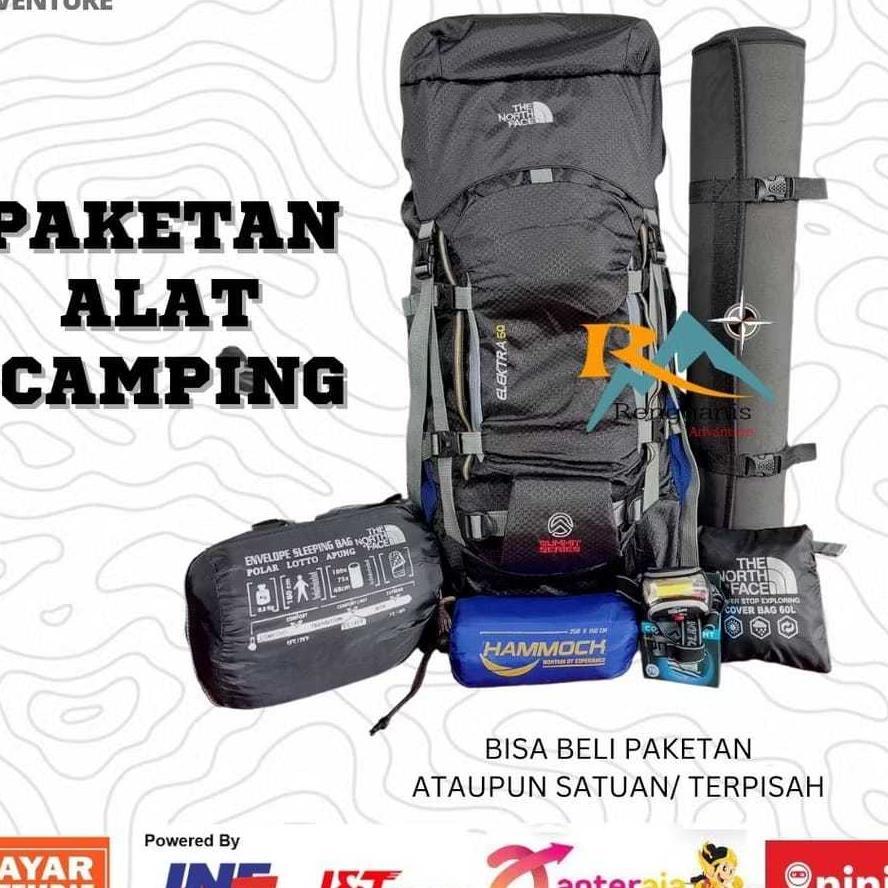 [ Paketan ] Paket Lengkap Alat Camping/Hiking Tas Gunung Carrier Matras Sleepingbag Hammock Trekking
