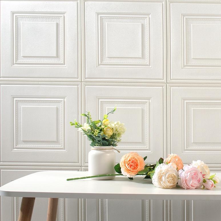 limited paus biru - wallpaper 3d foam / wallpaper dinding 3d motif kotak/wallfoam kotak 4mm mt2