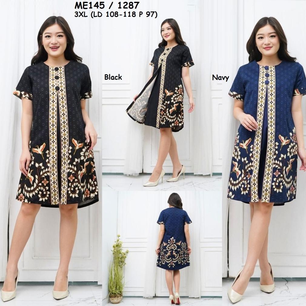 Discount Dress Batik Wanita Jumbo Me145 Katun Stretch