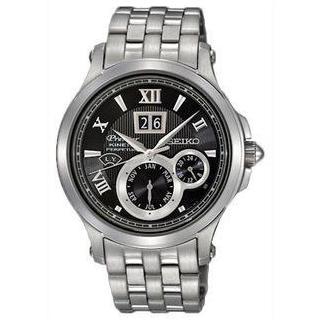 Seiko SNP053P1 Premier Kinetic Perpetual Silver Black