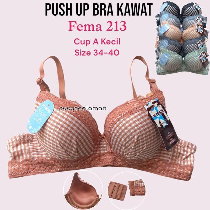 BRA KAWAT KOTAK  SOFT BRA PREMIUM BUSA SEDANG FEMA 213 CUP A KECIL FEMA KAIT 3