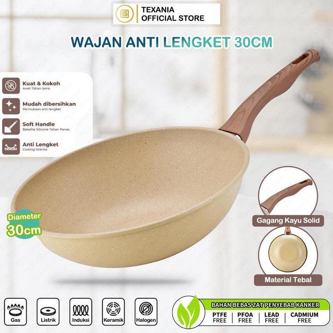 [GMA] TEXANIA Wajan 30cm Wajan Anti Lengket Warna Cream Kitchenware