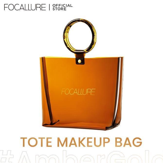 [Official] FOCALLURE #AmberGold Beauty Bag Travel Cosmetics Pouch PVC Waterproof