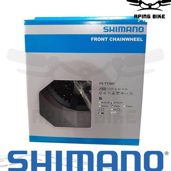 Crank SHIMANO Tourney FC-TY501 3 Speed W/ Cover Gir Tengah Sepeda MTB