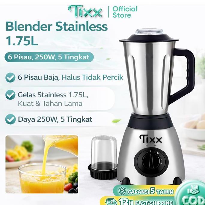 ibolali_ - tixx blender stainless 1.75l 350w multifungsi 6 pisau chopper juicer foodgrade mixer list