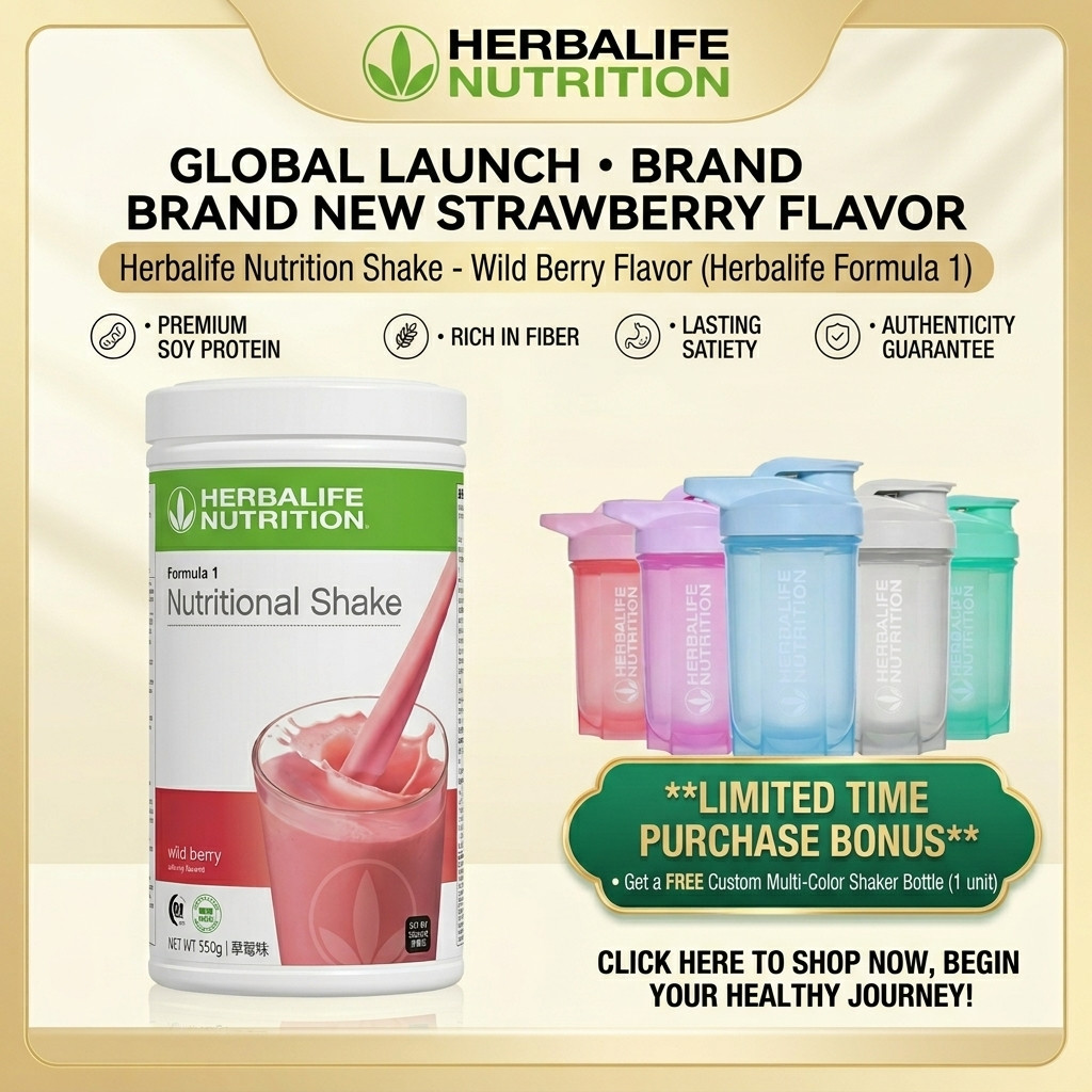 Herbalife Formula 1 Strawberry Flavor | Premium Soy Protein + Free Gift