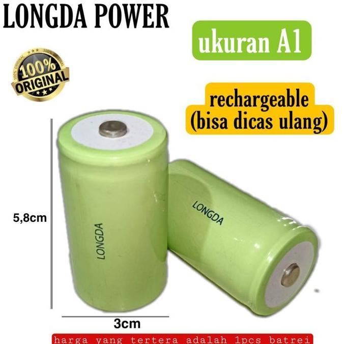 Baterai Battery Cas Rechargeable A1 Jumbo Tipe D 3000mAh LONGDA Satuan 1pcs