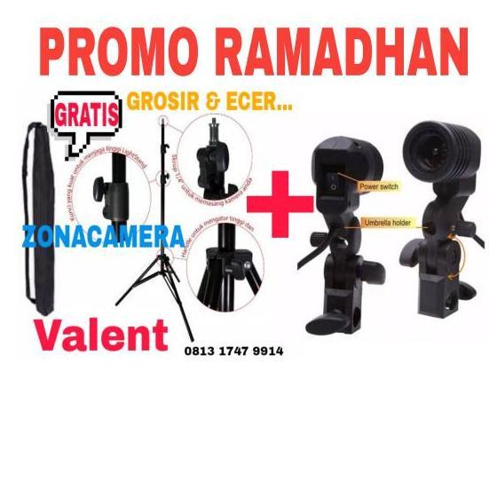 Lux-  Lhtstand Valent + Single Lamp Holder E27 Tripod Lampu Foto