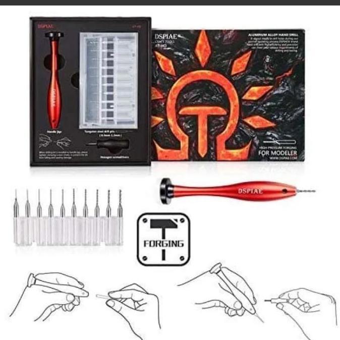 SET BOR TANGAN MANUAL & 10pcs MATA BOR  (0.3-1.2mm) DSPIAE AT-HD