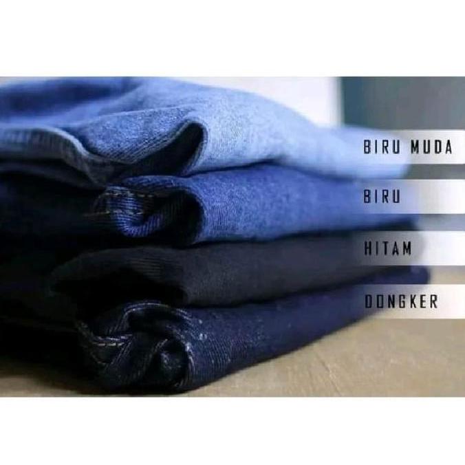 Hose- Bayar Celana Jeans Standar Reguler Basic Sobek Lutut Ripped Keren / Celana Panjang Pria Bahan 