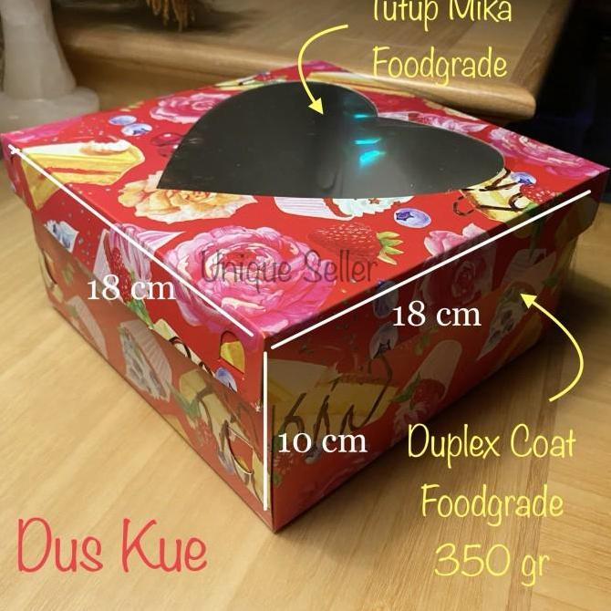 Slag- [Isi10] Dus Box Kotak Kue Tart 18X18X10 Tutup Hati / Dus Lamaran Uk 18