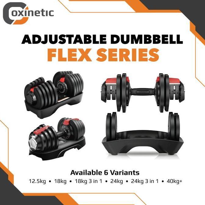 Oxinetic Adjustable Dumbbell 12.5kg 18kg 24kg 40kg Flex AD1228 Flex AD1830 Flex AD2470 Flex AD4050 1