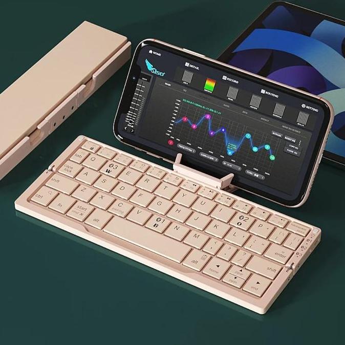 TERBARU - Keyboard Lipat Panjang Bluetooth Wireless/ Keyboard Lipat Panjang With Phone Holder / Keyb