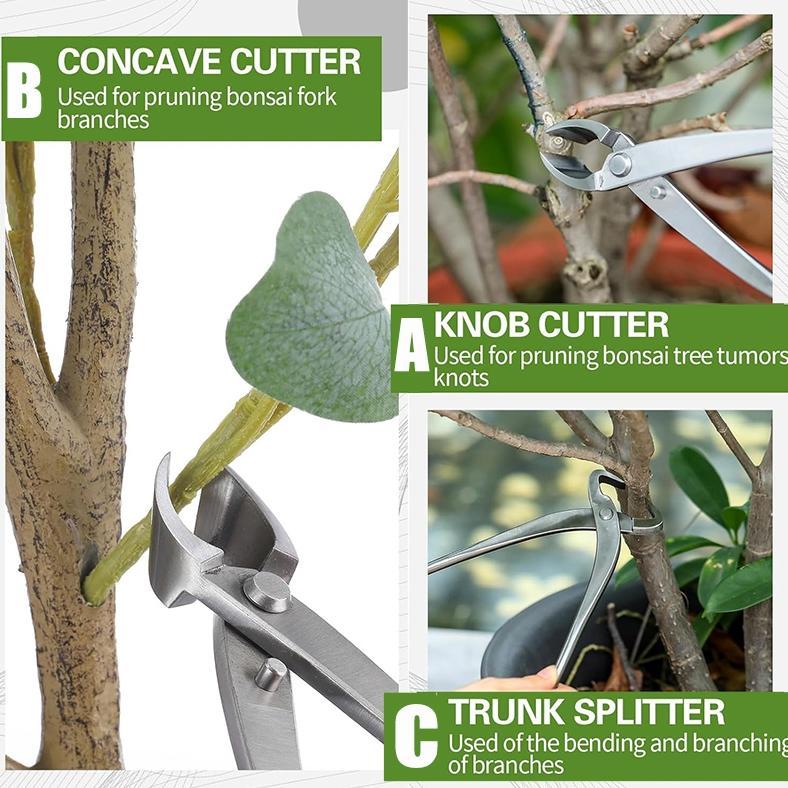 (Ram Lanc) Catok Bonsai Cembung 21cm Knob Cutter/Mirring Cutter Baja Tahan Karat Penuh Catut Cembung
