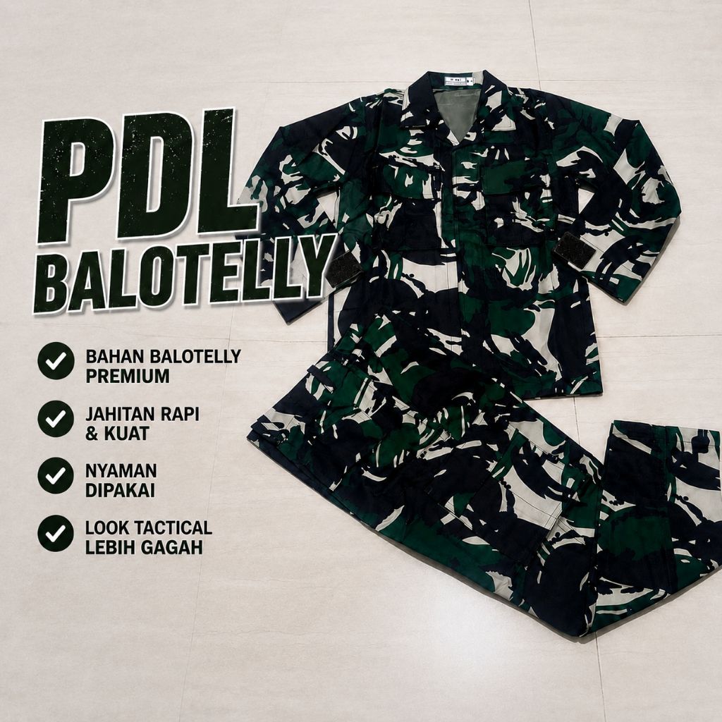 Seragam PDL TNI Loreng Malvinas Bahan Balotelli Premium Warna Loreng Gelap