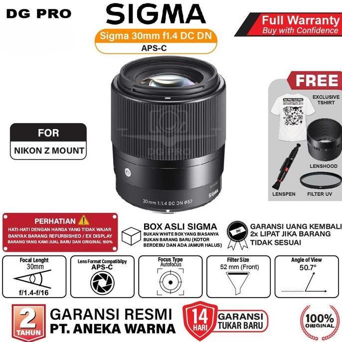 HARGA DISC - Sigma 30mm f1.4 DC DN Contemporary Lens for Nikon Z Mount f/1.4 Lensa