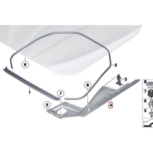 NEW Original BMW F10 Cover Seal Karet Samping Kap Mesin KANAN 51767019804