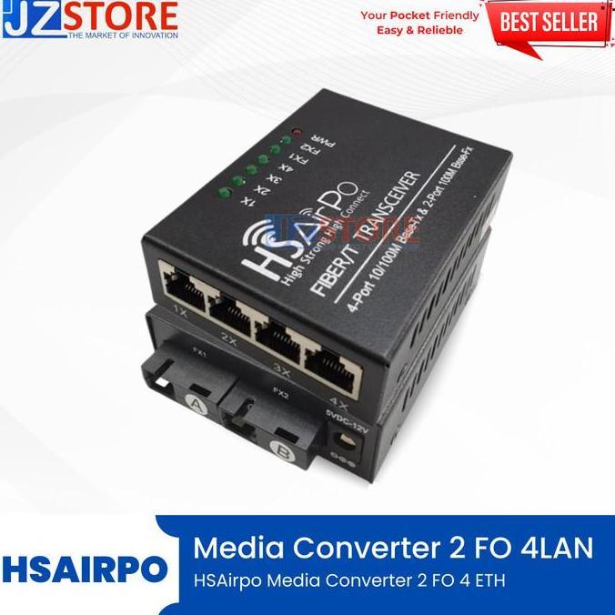 TERBARU - HSAirpo Media Converter 2 FO 4 ETH