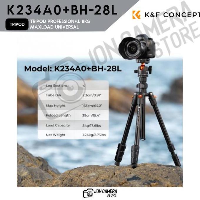 K&F Concept Tripod K234A0 + BH - 28L aluminium Tripod Universal knf