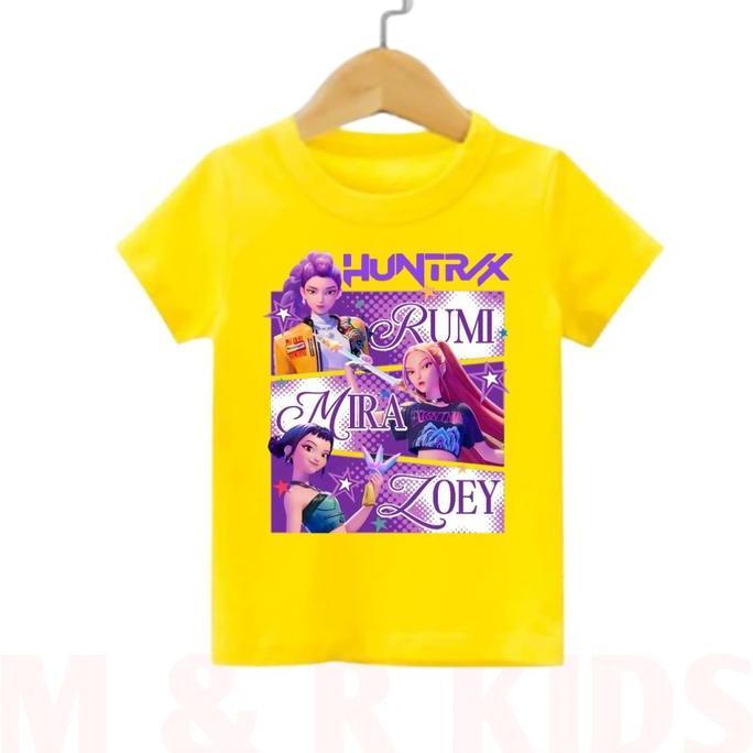 DV62 >> baju anak lucu/Baju kaos anak huntrix k-pop demon hunters anime / pakaian anak lengan pendek