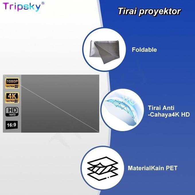 Tripsky Proyektor Layar Tancap, Led Projector Proyektor Mini Untuk Mengajar Nonton Film Di Rumah Jad