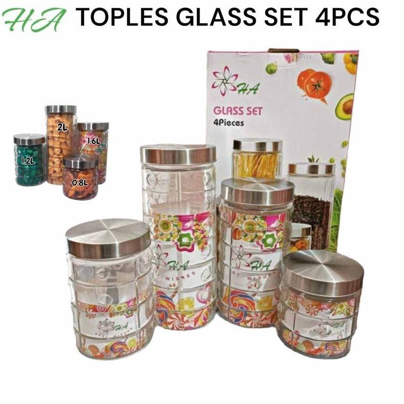 Toples Kaca Set/Toples Glass Set 4 Pc