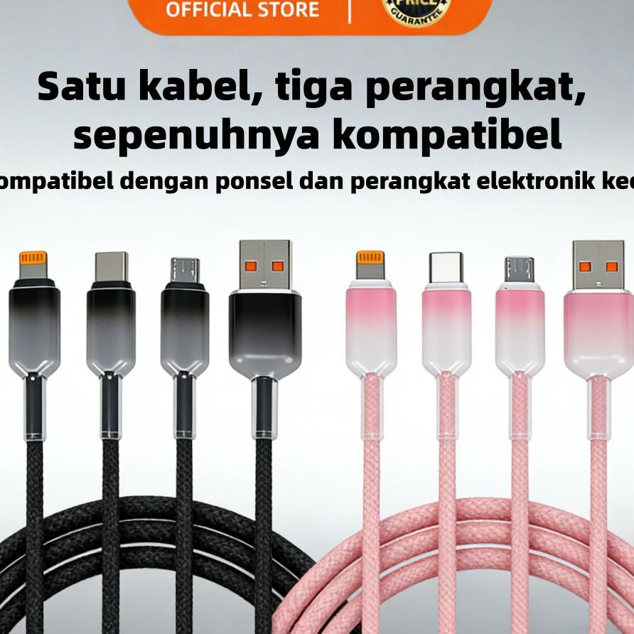 Fulkom Fk603 Kabel Data 3 In 1 Anyaman Premium - Fast Charging  Phone Lightning/Type-C/Micro Usb
